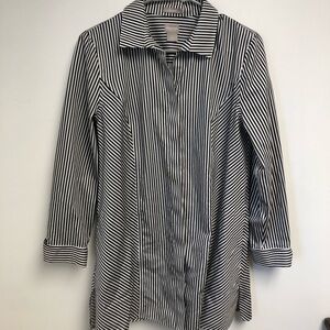 Black and White Chicos Button Up Blouse Non Iron 100% cotton Womens Size 0